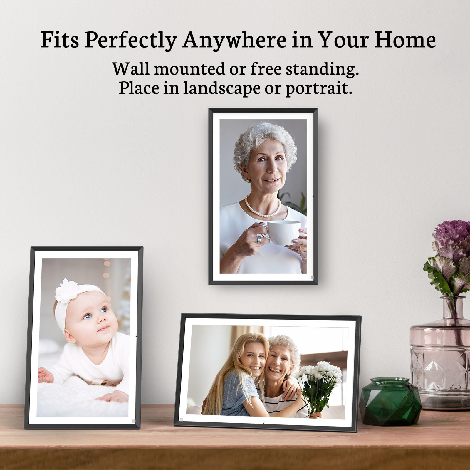 BSIMB 15.6 Inch FHD 64GB Extra Large WiFi Digital Picture Frame, Smart Photo Frame 1920x1080 IPS Touchscreen, Motion Sensor, Send Picture from Anywhere, Gift for Mother's Day