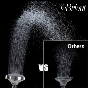 Briout Shower Head, High Pressure Shower Heads 4.1 Inch 5 Settings Rain High Flow Fixed Showerhead for Luxury Shower Experience Even at Low Water Pressure, Chrome