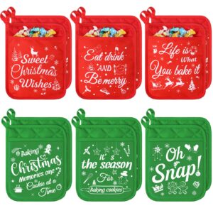 12 pieces christmas pot holders with pocket red pocket pot holder kitchen hot pad oven mitts farmhouse hot potholders cookie bag kitchen cooking baking
