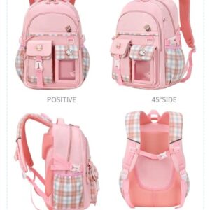 HUIHSVHA Kawaii Backpack, Cute Pink Large Capacity School Laptop Bag, Casual Travel Daypack Bookbag for Teens Girls Students