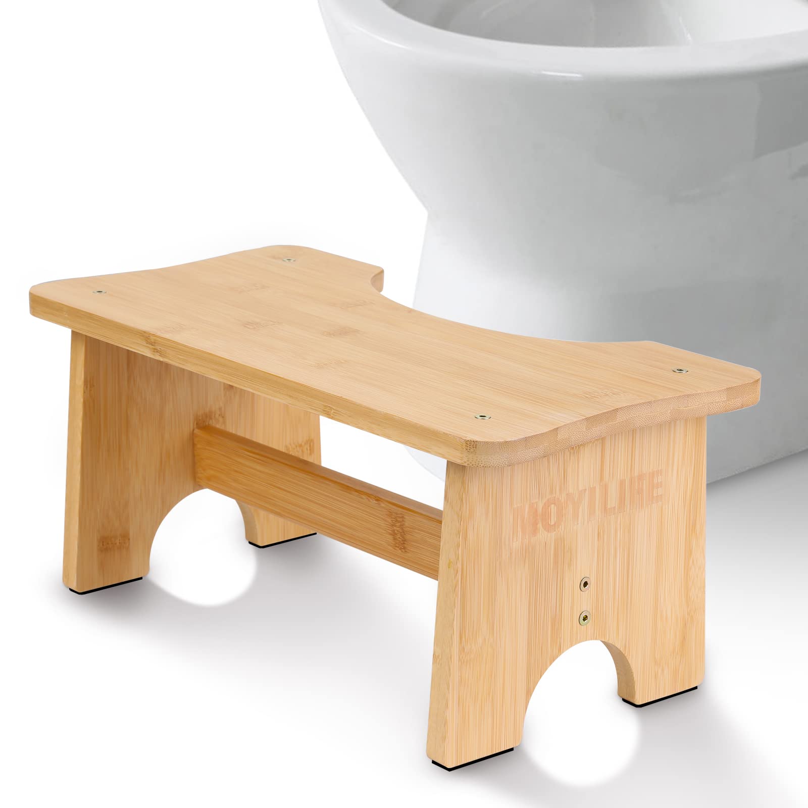 Moyilife Toilet Stool, 6.9 Inches Bamboo Toilet Assistance Step Stool