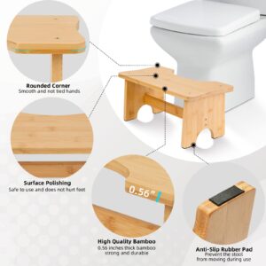 Moyilife Toilet Stool, 6.9 Inches Bamboo Toilet Assistance Step Stool