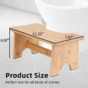 Moyilife Toilet Stool, 6.9 Inches Bamboo Toilet Assistance Step Stool