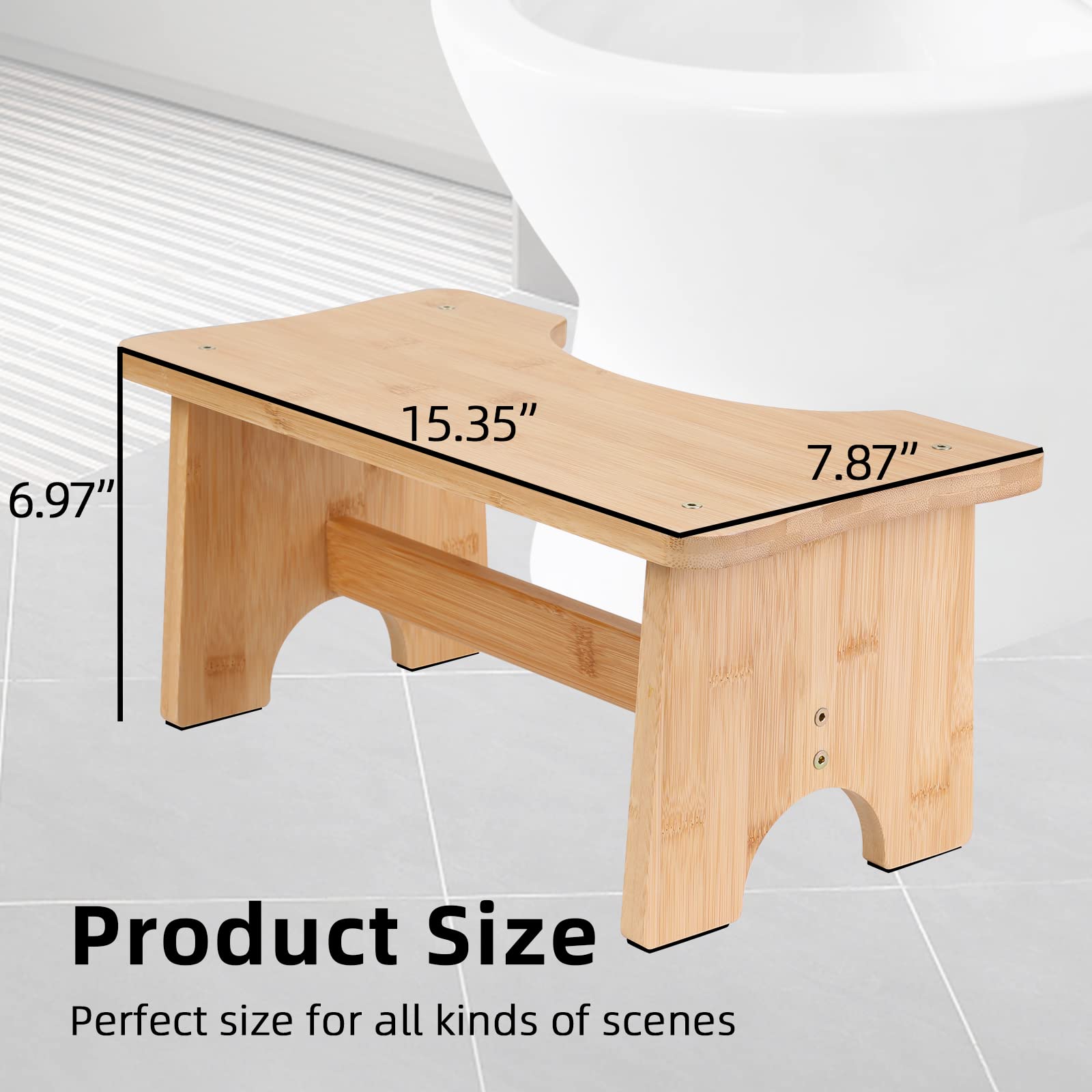 Moyilife Toilet Stool, 6.9 Inches Bamboo Toilet Assistance Step Stool