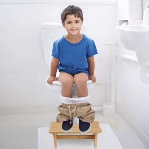 Moyilife Toilet Stool, 6.9 Inches Bamboo Toilet Assistance Step Stool