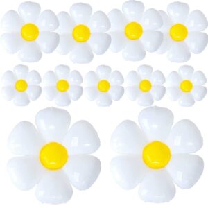 yujun 11pcs daisy balloons,huge white flower daisy foil mylar balloons for baby shower wedding groovy boho daisy birthday party decorations (43in''28in''16in'')