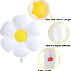 YUJUN 11PCS Daisy Balloons,Huge White Flower Daisy Foil Mylar Balloons for Baby Shower Wedding Groovy Boho Daisy Birthday Party Decorations (43in''28in''16in'')