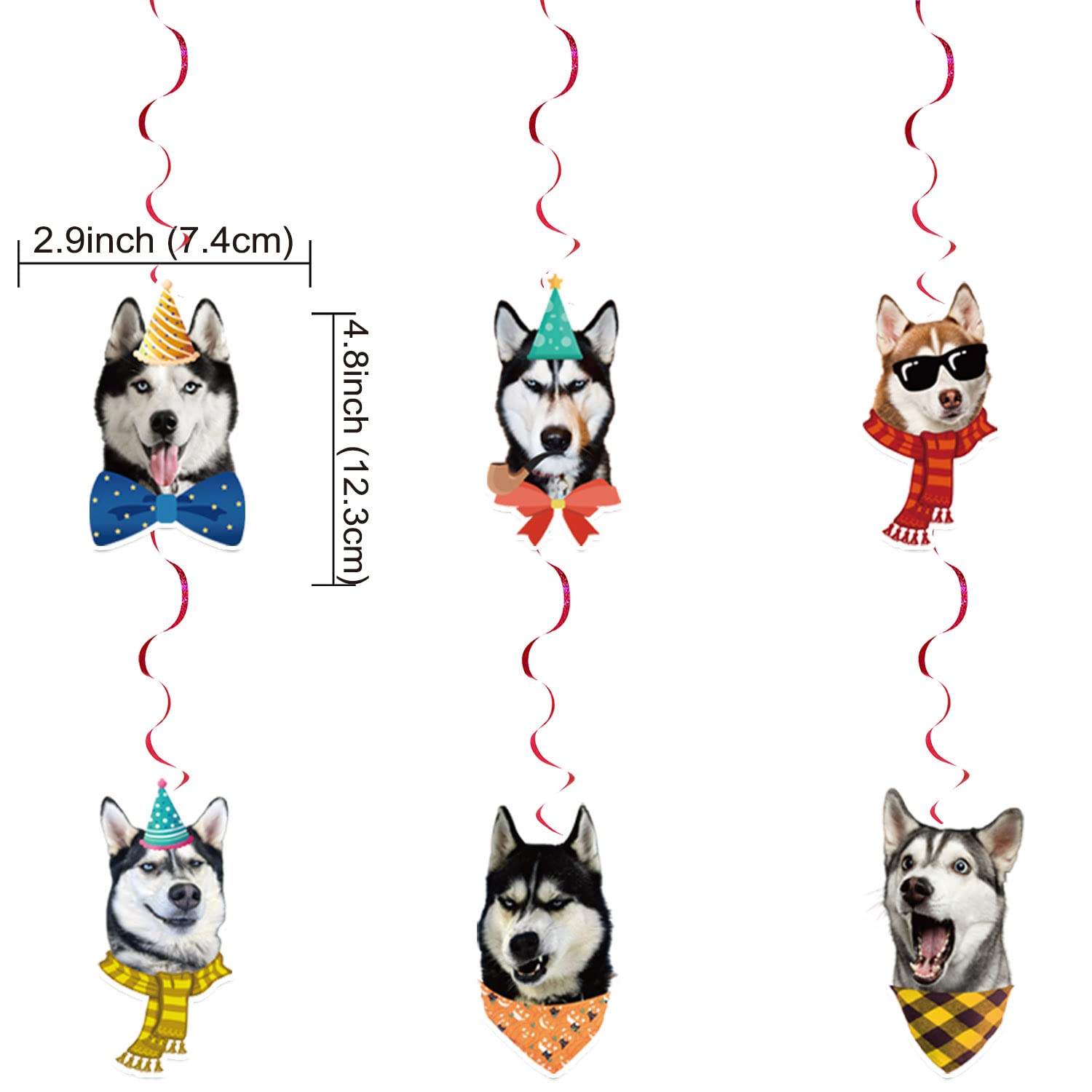 ADIANZI Siberian Husky Party Decorations Suit Funny Husky Theme Birthday Party Decorations Dogs Party Supplies Husky Birthday Party Banner Cake Topper Balloons Puppy Birthday Party Supplies