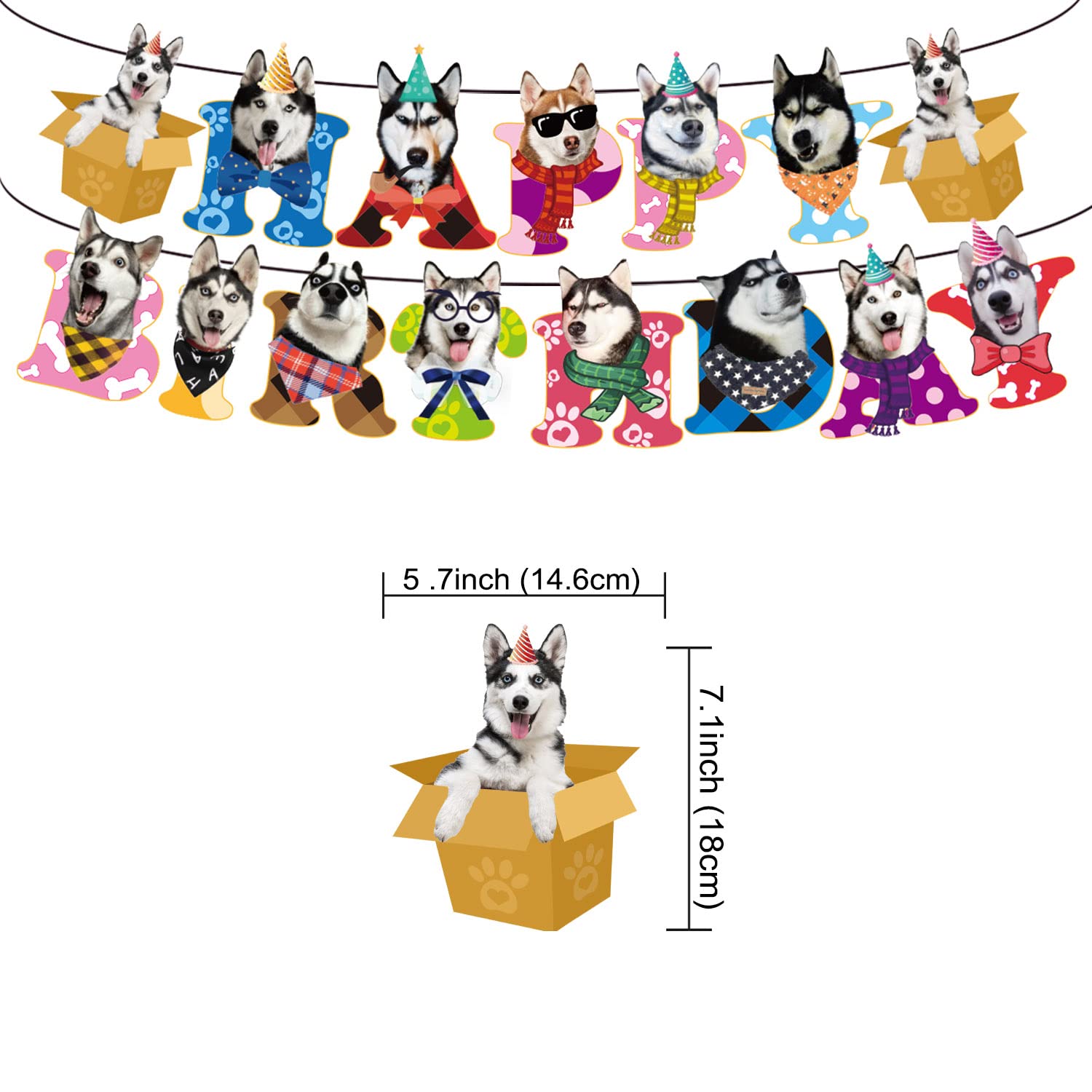 ADIANZI Siberian Husky Party Decorations Suit Funny Husky Theme Birthday Party Decorations Dogs Party Supplies Husky Birthday Party Banner Cake Topper Balloons Puppy Birthday Party Supplies