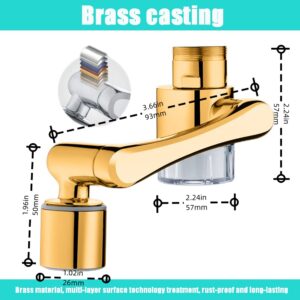 1440° Faucet Extender,2 Modes Pressurized Spray Attachment, Splash Filter Sink Faucet Aerator-Comes with 8 Replaceable Water Purifiers, Solid Brass Robotic Arm for Kitchen/Bathroom Face/Eye Wash