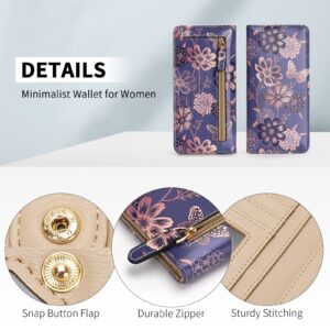 APHISON Wallet Women Ultra Slim Thin Leather Womens Wallet RFID Blocking Credit Card Holder Bifold Clutch Long Ladies Billfold