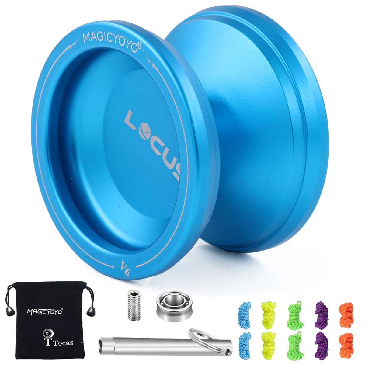 MAGICYOYO V6 Locus Pro Responsive Yoyo & Unresponsive Yo-yo for Kids Adults, Advanced Yoyos Tricks, Magic Yoyo V6 Metal Yo Yo with Unresponsive Bearing+ 10 Yo Yos Strings+Bag+ Remover, Deep Blue