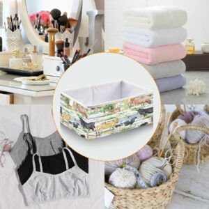 Kigai Farm Animals Watercolor Bow Storage Box, Foldable Storage Bins, Decorative Closet Organizer Storage Boxes for Home