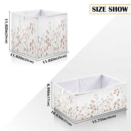 Kigai Wildflowers Cube Storage Bins - 11x11x11 In Large Foldable Storage Basket Fabric Storage Baskes Organizer for Toys, Books, Shelves, Closet, Home Decor