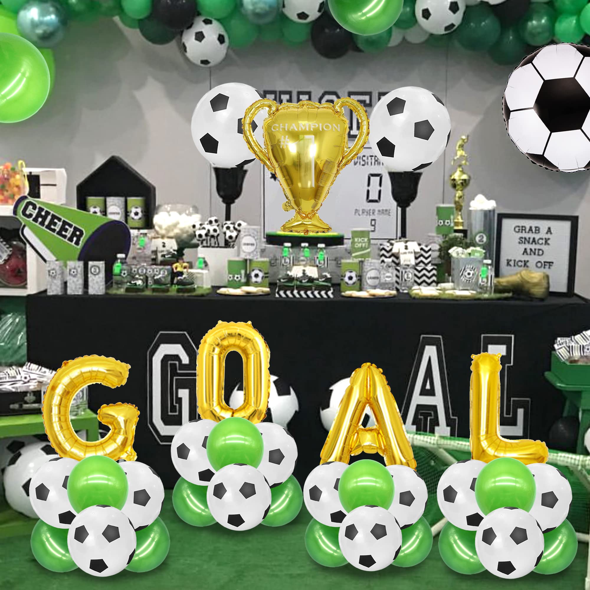 Soccer Balloons Soccer Party Decorations GOAL Trophy Balloons For Men’s Boy’s Soccer Birthday Party Sports Theme Party Football Theme Party Supplies (Style 01)