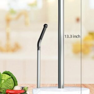 Paper Towel Holder Countertop,Marble Paper Towel Stand with Weighted Base,One-Handed Operation Standing Paper Towel Roll Holder for Kitchen Organization(Brushed Nickel)