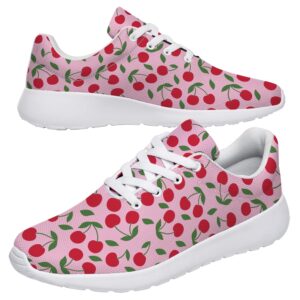 vogiant womens girls white pink cherry fruit print shoes,personalized soft comfortable tennis walking sneaker gifts for granddaughter,us size 9 women/7.5 men