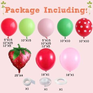 Strawberry Birthday Party Decorations 131pcs Strawberry Balloons Garland Arch Kit for Baby Shower and Girls Berry First Theme Birthday Party Decoration