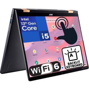 acer chromebook spin 714 14" touchscreen fhd+ 2-in-1 laptop, 13th gen intel 10-core i5-1335u (beat i7-1270p), 8gb lpddr4x ram, 256gb pcie ssd, wifi 6, bluetooth 5.2, backlit keyboard, chrome os, broag