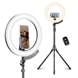 sensyne 12" ring light with 62" tripod stand, led selfie circle light with strong magnectic phone holder compatible with cellphones for live stream/recording/photography/youtube/tiktok