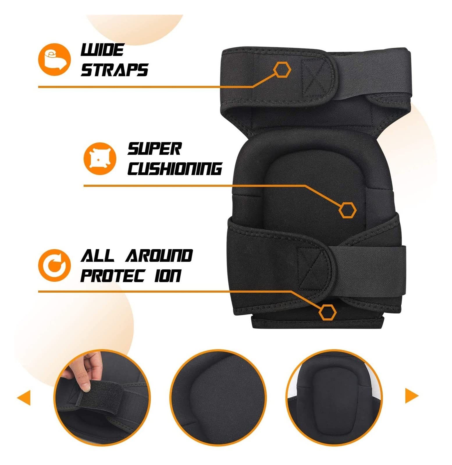 TIANSDL Knee Pads for Work with Heavy Duty Gel Cushion and Adjustable Non-Slip Velcro Straps Kneepads Perfect for Gardening, Flooring