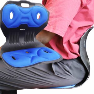 nisdokr ergonomic back support chair - lumbar support for good posture correction and lower back pain relief, perfect for office chair, sofa, floor seat, and work from home (black blue)