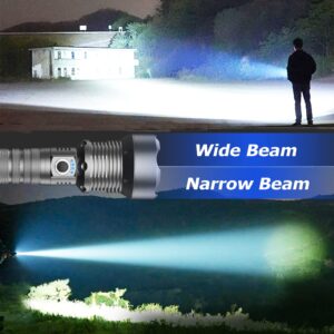 Rechargeable LED Flashlights High Lumens, 900,000 Lumen Brightest Flashlight with 5 Modes and Waterproof, Long Lasting Powerful Handheld Bright Flashlight for Emergencies Camping