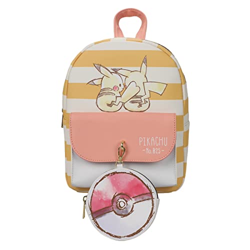 Bioworld Pokemon Sketched Pikachu with Removable Pokeball Coinpurse Women's Mini Backpack