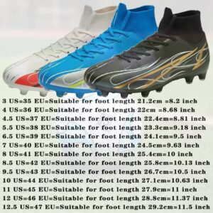 Men's Soccer Cleats Boys High-Top FG/AG Athletic Spikes Shoes Professional Competition Training Shoe Black