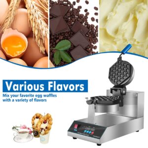 YOOYIST LED Egg Bubble Waffle Iron Machine Rotating Belgian Waffle Maker Commercial Grade Professional Intelligent Heavy Duty Non Stick Digital For Hotel Restaurant