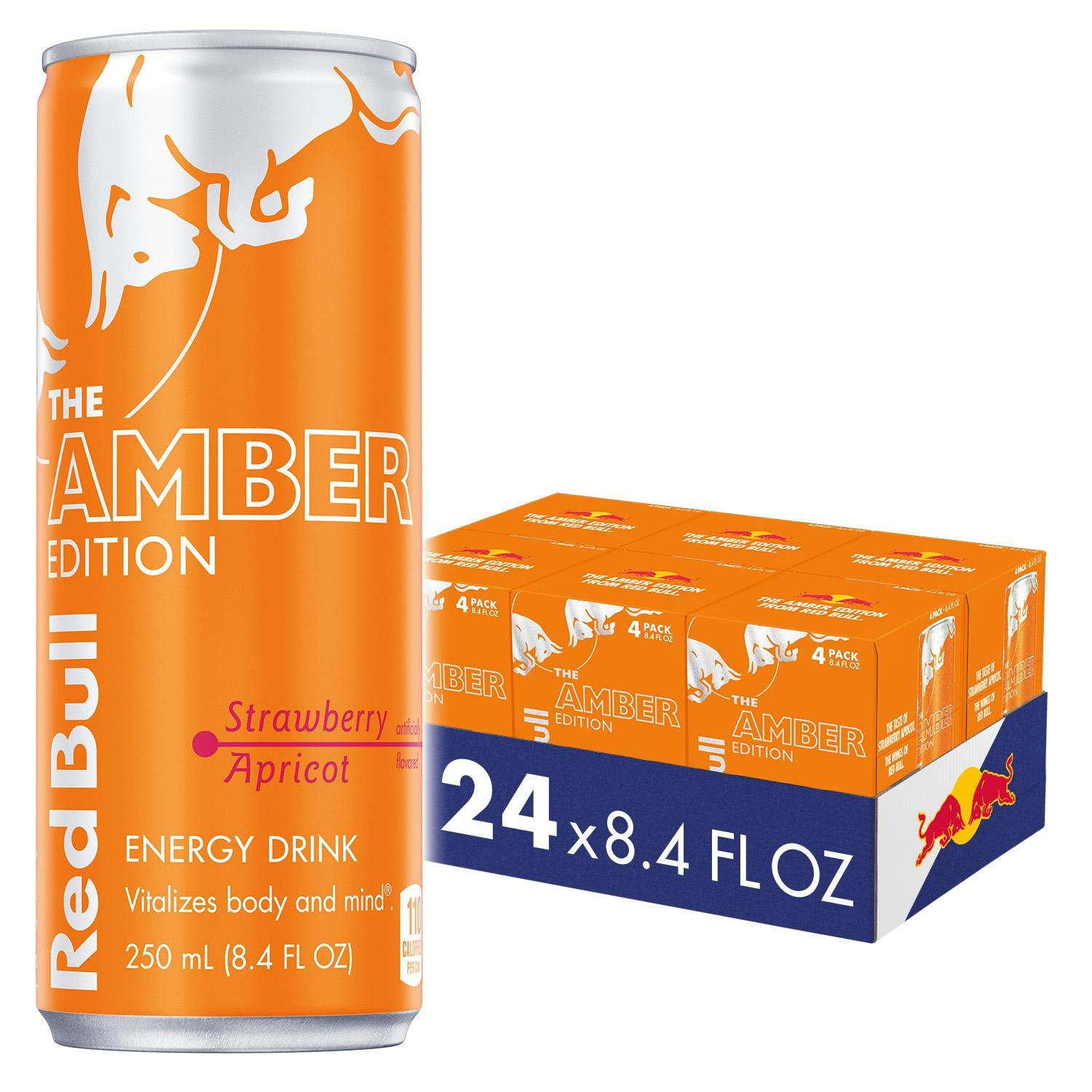 Red Bull Amber Edition Strawberry Apricot Energy Drink, 8.4 Fl Oz, 24 Cans (6 Packs of 4)