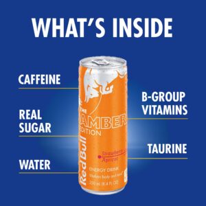 Red Bull Amber Edition Strawberry Apricot Energy Drink, 8.4 Fl Oz, 24 Cans (6 Packs of 4)