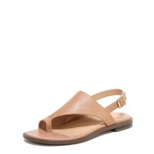 vionic women's citrine ella flat comfort sandal- supportive adjustable walking sandals that includes an orthotic insole and cushioned outsole for arch support, nude 9 wide