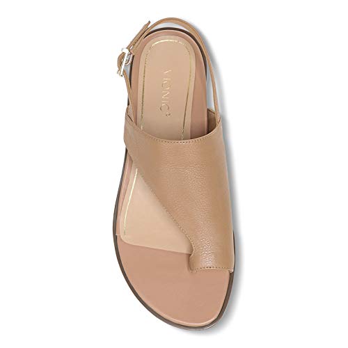 Vionic Women's Citrine Ella Flat Comfort Sandal- Supportive Adjustable Walking Sandals That Includes an Orthotic Insole and Cushioned Outsole for Arch Support, Nude 9 Wide