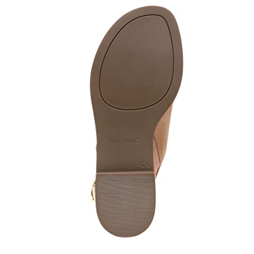 Vionic Women's Citrine Ella Flat Comfort Sandal- Supportive Adjustable Walking Sandals That Includes an Orthotic Insole and Cushioned Outsole for Arch Support, Nude 9 Wide