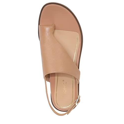 Vionic Women's Citrine Ella Flat Comfort Sandal- Supportive Adjustable Walking Sandals That Includes an Orthotic Insole and Cushioned Outsole for Arch Support, Nude 9 Wide