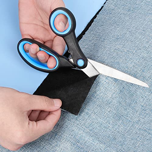 Left Handed Scissors for Adults, 8 Inch Lefty Scissors Bluk for Kids Student, All Purpose Sharp Blades Shears Set of 2 Pack, Great for Craft, Office, Sewing Fabric, Arts, School and Home, Black/Blue