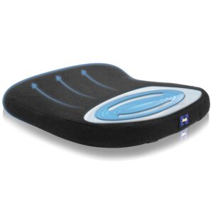 sealy - slim seat cushion with cooling gel - premium memory foam for comfortable seating, contoured support, breathable cover, non-slip bottom, machine washable - perfect for home, office, or car