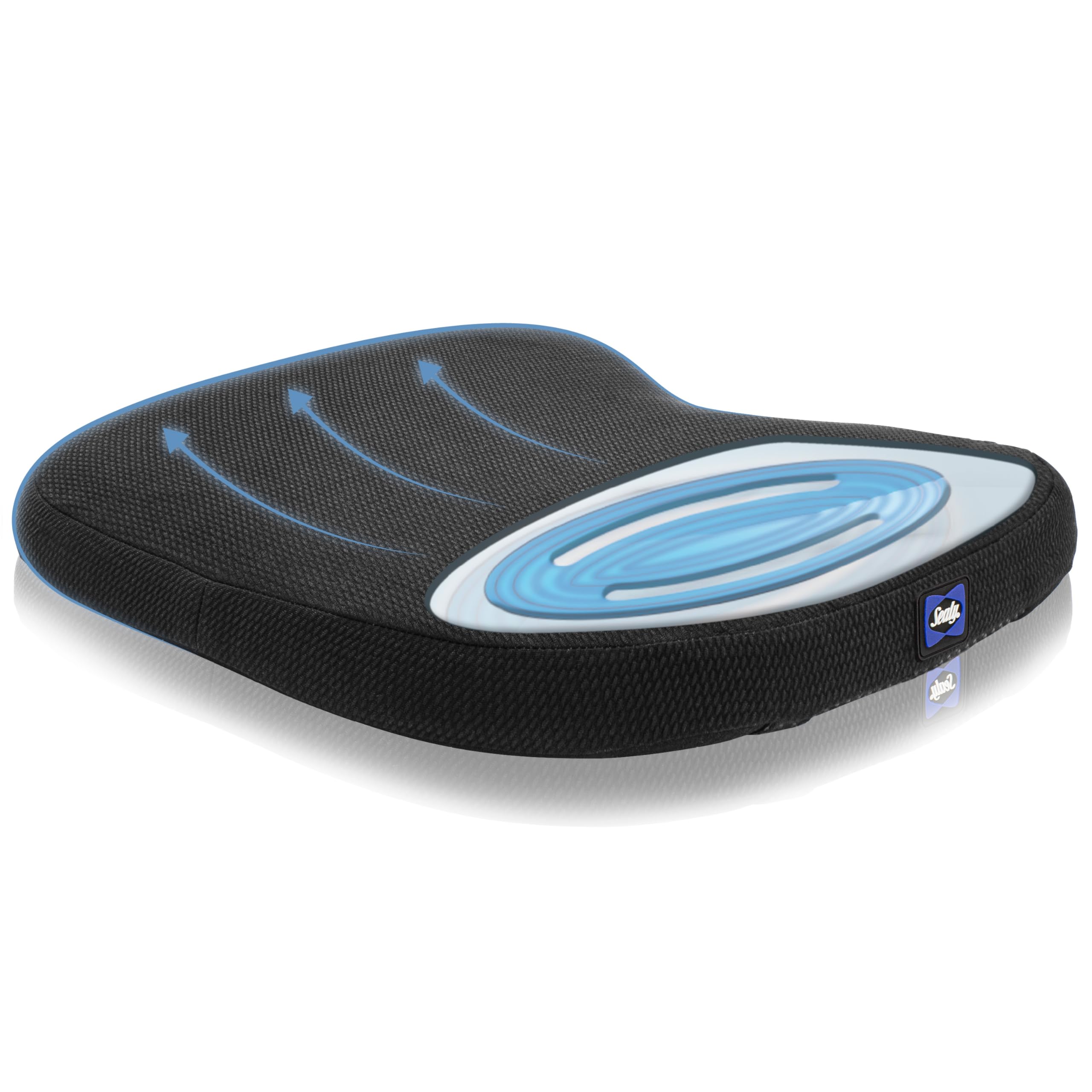 SEALY - Slim Seat Cushion with Cooling Gel - Premium Memory Foam for Comfortable Seating, Contoured Support, Breathable Cover, Non-Slip Bottom, Machine Washable - Perfect for Home, Office, or Car