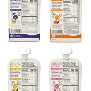 Serenity Kids 6+ Months Dairy-Free Smoothie Baby Food | USDA Organic | Grass Fed Collagen Protein | 3.5 Ounce BPA-Free Pouch | Variety Pack | 8 Count