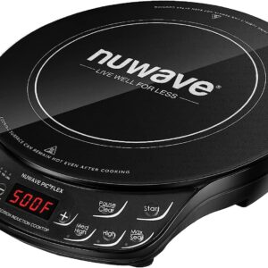 Nuwave Flex Precision Induction Cooktop, 10.25” Shatter-Proof Ceramic Glass, 6.5” Heating Coil, 45 Temps from 100°F to 500°F, 3 Wattage Settings 600, 900 & 1300 Watts (Renewed), Black