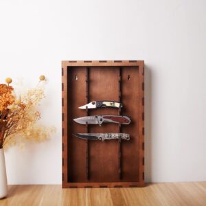 pocket knife display stand - knife showcase for collections -pocket knife shelf - rustic knife barn military folding knife shadow box wall cabinet