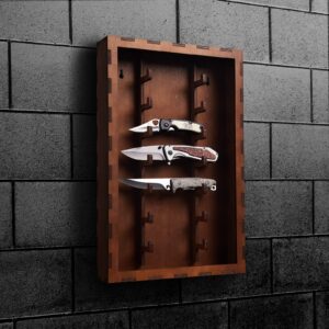 pocket knife display Stand - Knife Showcase for Collections -Pocket Knife Shelf - rustic knife barn Military Folding Knife Shadow Box Wall Cabinet