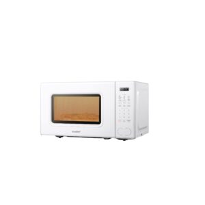 comfee cmo-c20m1wh retro microwave with 11 power levels, fast multi-stage cooking, turntable reset function kitchen timer, speedy cooking， weight/time defrost, memory function, children lock, 700w
