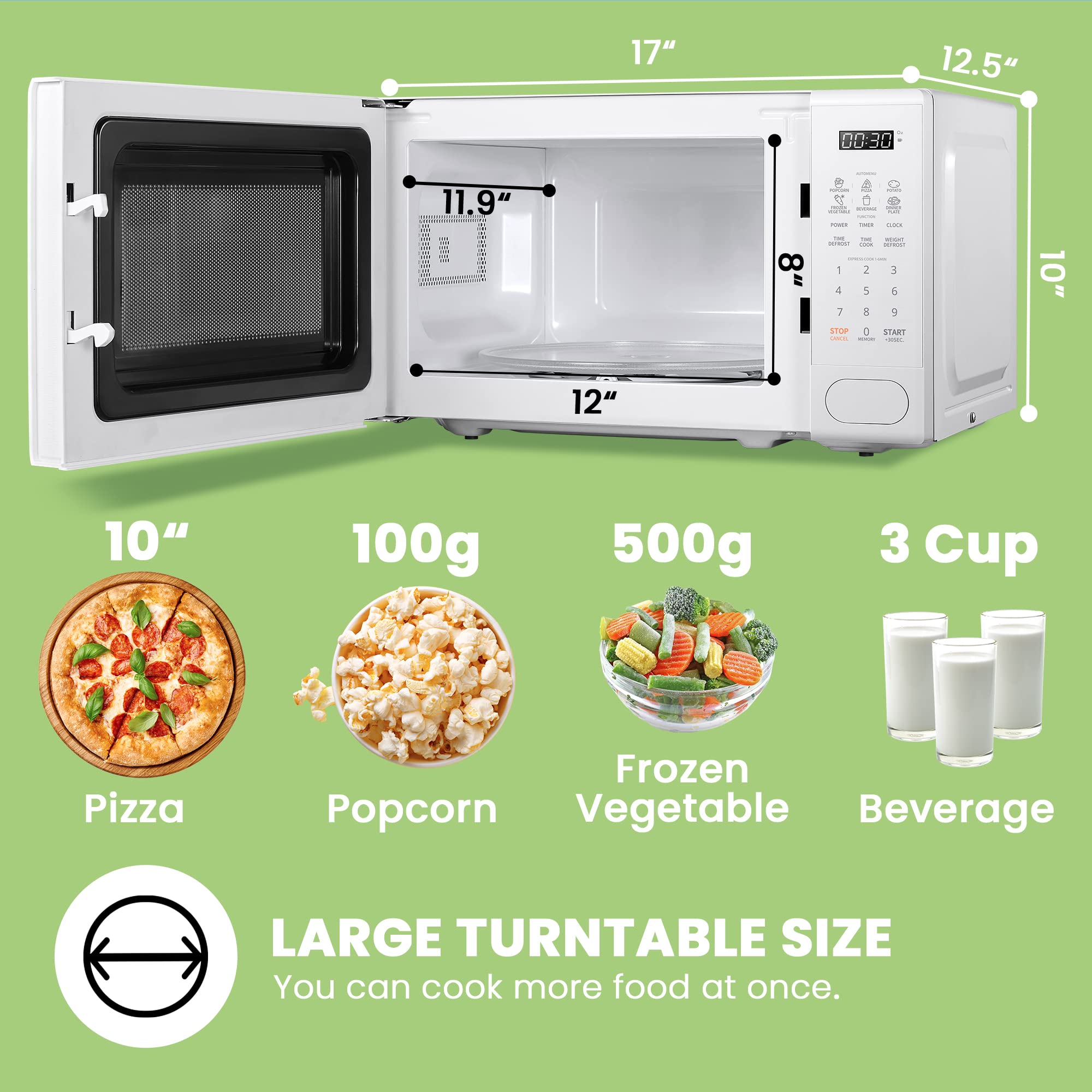 COMFEE CMO-C20M1WH Retro Microwave with 11 power levels, Fast Multi-stage Cooking, Turntable Reset Function Kitchen Timer, Speedy Cooking， Weight/Time Defrost, Memory function, Children Lock, 700W