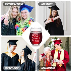 Futtumy Graduation Gift, She Believed She Could So She Mastered It 2023 Stemless Wine Glass, 2023 Graduation Gifts for Her Friend Masters Degree College High School Graduates College Grad, 17Oz