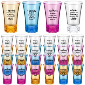 zeyune 1.2oz colorful shot glasses acrylic unbreakable party shot glasses compatible with 6 shot glass dispenser and holder(clear, yellow, blue, purple, 24 pcs)