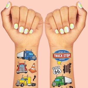 xo, Fetti Truck Car Party Temporary Tattoos - 48 Silver Foil Styles | Truck Birthday Party Supplies, Boys Pick Up Truck Party Favors, Car Temp Tats, Arts and Crafts