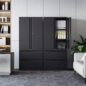 File Cabinet, Metal Cabinet for Home Office, Metal Storage Cabinet with Adjustable Shelf and Drawers, Filing Cabinets for Letter/Legal/F4/A4 Size Files, Assemble Required