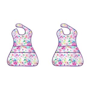 bumkins bibs, baby bibs for girl or boy, baby and toddler bib for 6-24 months, waterproof fabric baby bib superbib, oversized full cover, for babies eating (pack of 2)